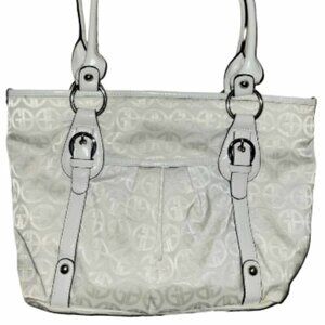 GIANI BERNINI Classic White Signature Logo Monogram Tote Shoulder Handbag Purse